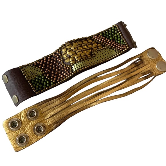 Metallic Leather Bracelets - Picture 2 of 6